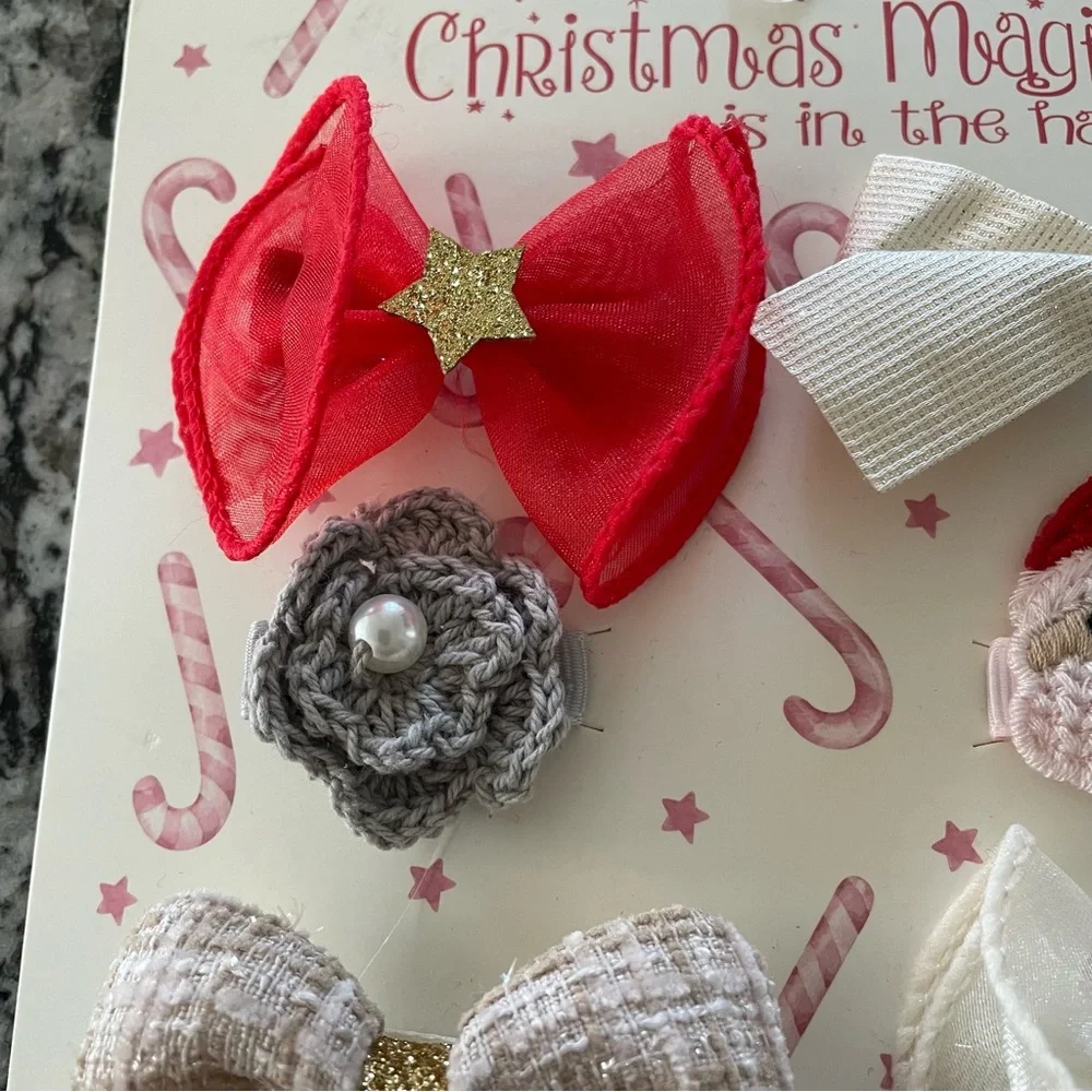 New Christmas Magic Is In The Hair Assorted Christmas Bows and Barrettes